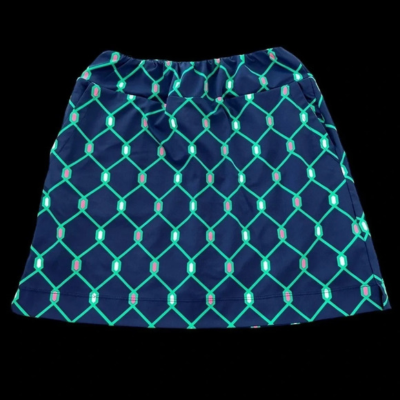 Katherine Way Womens Medium Kiawah Navy Blue Golf Skort Skirt Link Preppy Green - Picture 1 of 6